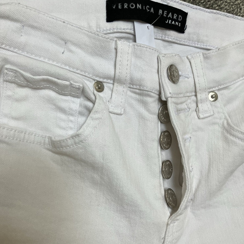 Veronica Beard Size 0 25 High Rise Debbie Skinny Straight Jeans Women's White - Picture 3 of 8